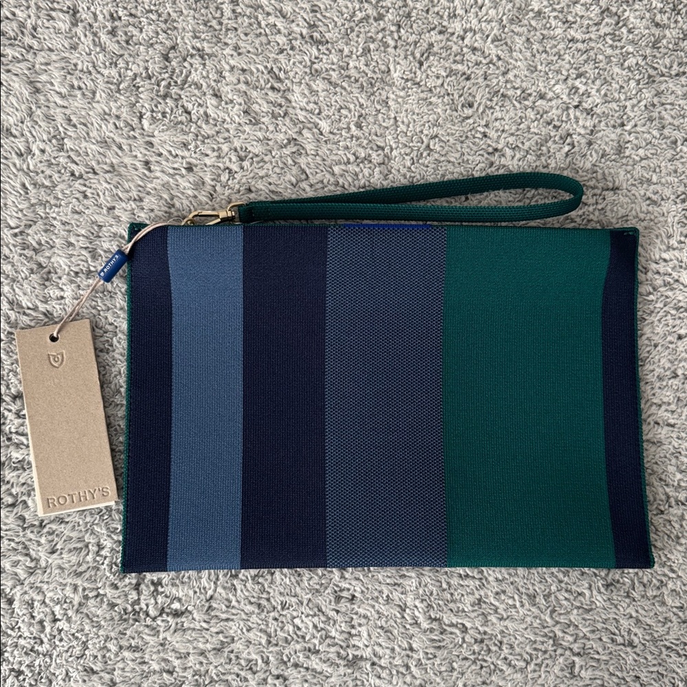 Rothy's Green and Blue Striped Clutch
